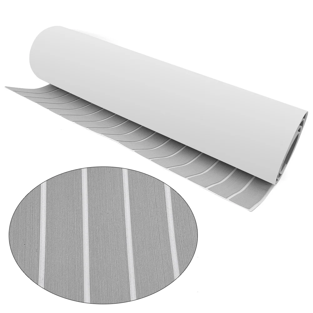 

35.4"X94.5" Gray Striped Boat Marine Dock RV Flooring Teak Decking Sheet Yacht Mat Self-Adhesive Pad