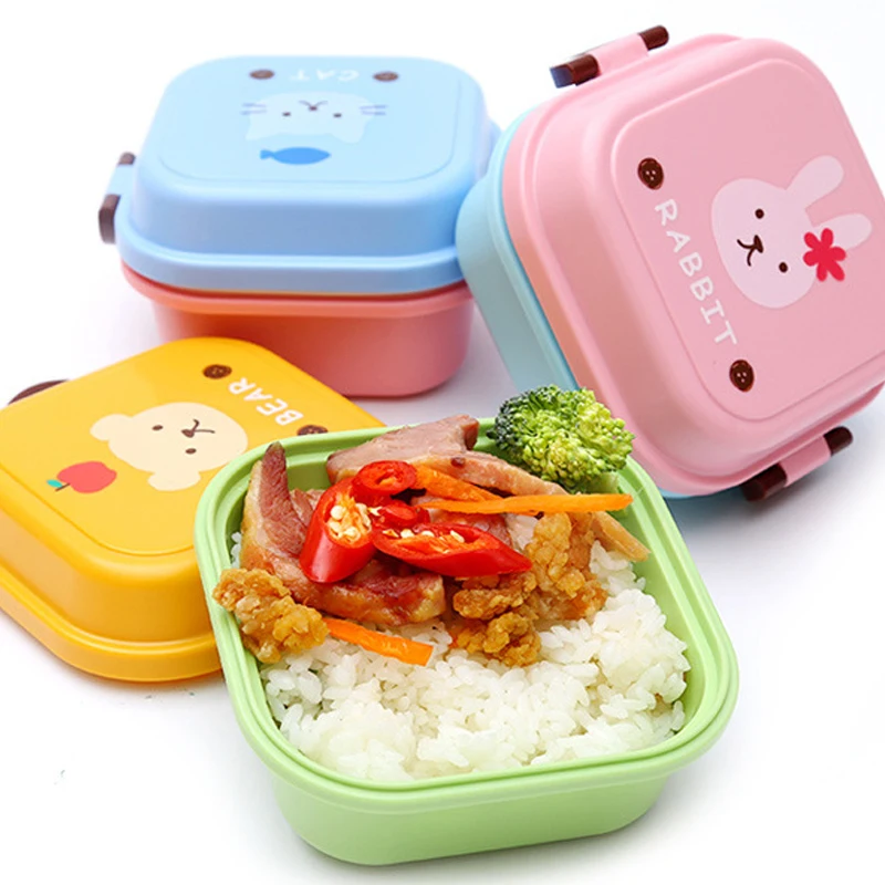 

Cartoon Healthy Plastic Lunch Box 2 Layer Microwave Oven Lunch Bento Boxes Food Container Dinnerware Kid Childen Lunchbox