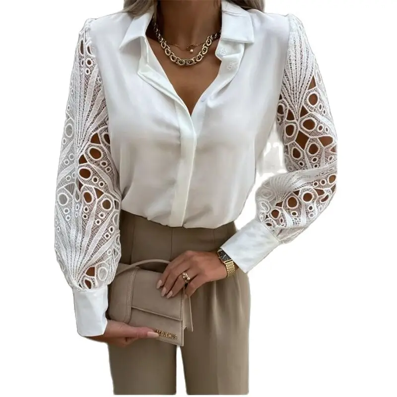 New Women Hollow Out Shirt Fashion Embroidery Flowers Blouse Fashion Solid Color Women Spring Autumn Clothes 2 Colors 
New Women Hollow Out Shirt Fashion Embroidery Flowers Blouse Fashion Solid Color Women Spring Autumn Clothes 2 Colors