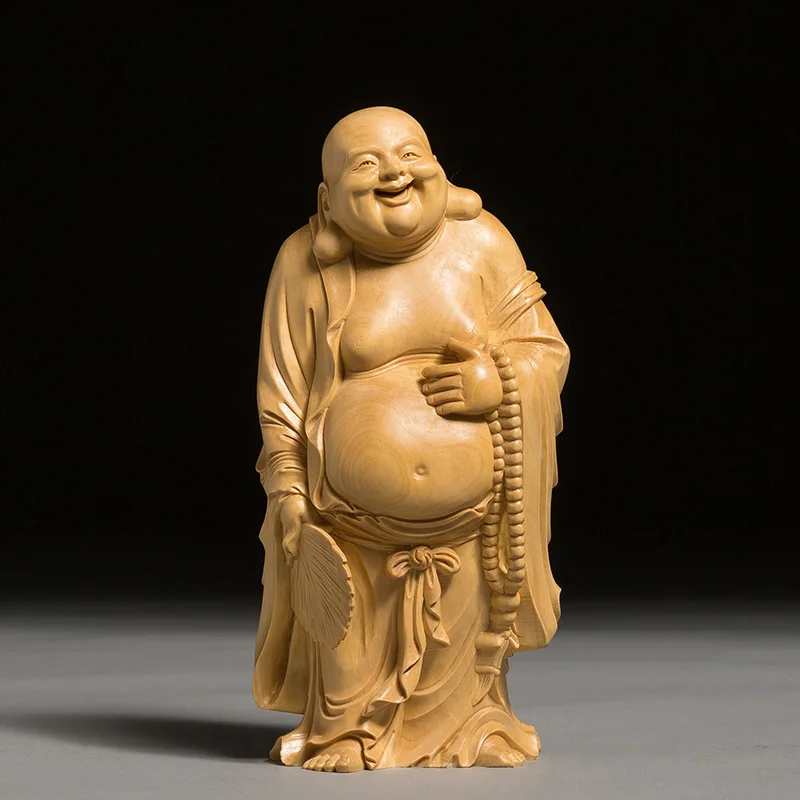 Boxwood Maitreya Mythology Buddha Statue Laughing Buddha with Fan Sculpture Gift Living Room Home Decor
Boxwood Maitreya Mythology Buddha Statue Laughing Buddha with Fan Sculpture Gift Living Room Home Decor
