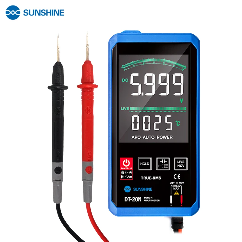 SUNSHINE DT-20N Digital Multimeter with Ohm Volt Amp and Diode Voltage Tester Meter (Dual Fused for Anti-Burn)
SUNSHINE DT-20N Digital Multimeter with Ohm Volt Amp and Diode Voltage Tester Meter (Dual Fused for Anti-Burn)