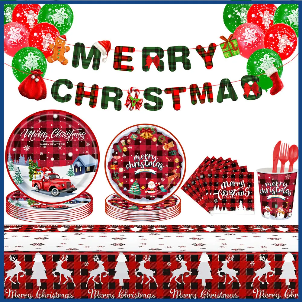 Christmas Disposable Cutlery Set Paper Cup Plate Napkins Merry Christmas Banner Party Decoration Supplies Cutlery DIY Balloons
Christmas Disposable Cutlery Set Paper Cup Plate Napkins Merry Christmas Banner Party Decoration Supplies Cutlery DIY Balloons