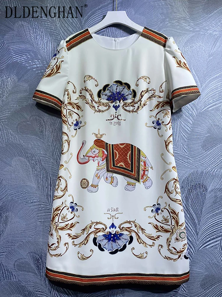 DLDENGHAN Women Mini Dress O-Neck Short Sleeve Crystal Diamond Vintage Print Dresses Fashion Designer Summer New
DLDENGHAN Women Mini Dress O-Neck Short Sleeve Crystal Diamond Vintage Print Dresses Fashion Designer Summer New