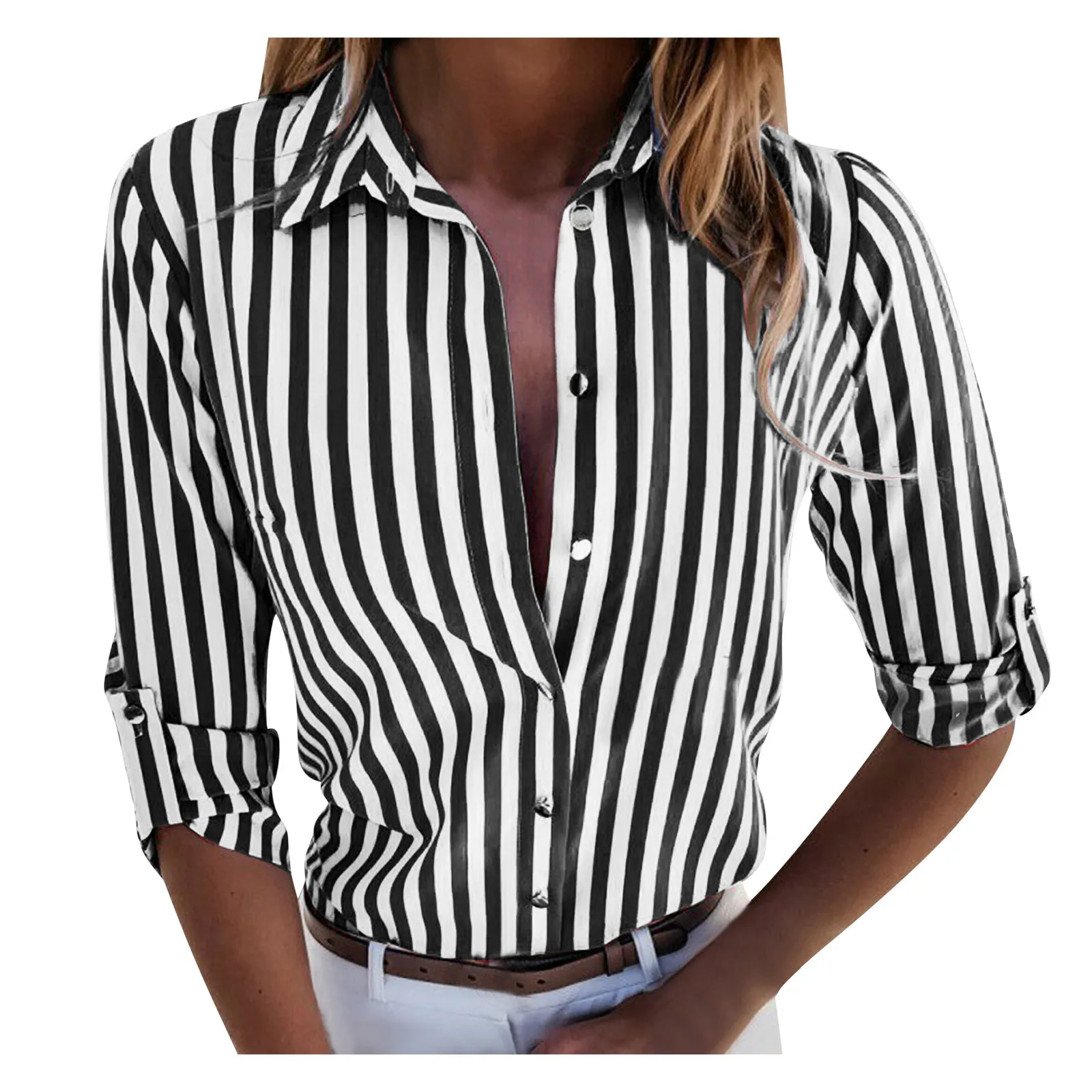 Women Fashion Striped Print Shirts Ladies Daily Working Long Sleeve Casual Button Blouse Top New Female Female Slim Blusas Tee
Women Fashion Striped Print Shirts Ladies Daily Working Long Sleeve Casual Button Blouse Top New Female Female Slim Blusas Tee
