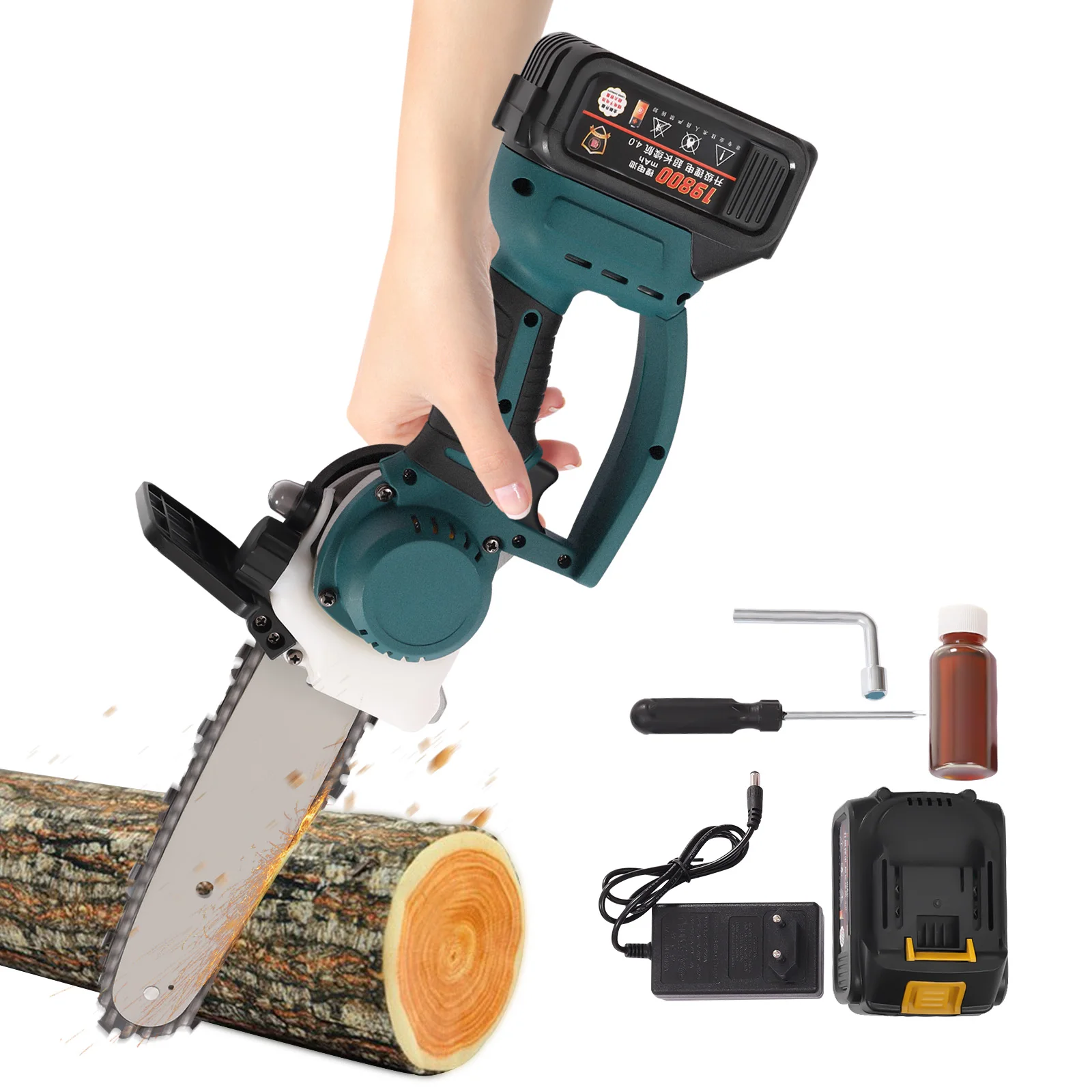 8-Inch Wireless Chainsaw Two Batteries One Charge 120W Replace With a Better Battery (Blue)
8-Inch Wireless Chainsaw Two Batteries One Charge 120W Replace With a Better Battery (Blue)