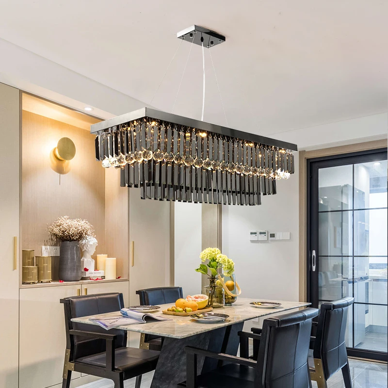 Modern Black Crystal Chandelier For Dining Room Rectangle Kitchen Island Suspension Cristal Lamps Luxury Home Decor Led Light
Modern Black Crystal Chandelier For Dining Room Rectangle Kitchen Island Suspension Cristal Lamps Luxury Home Decor Led Light