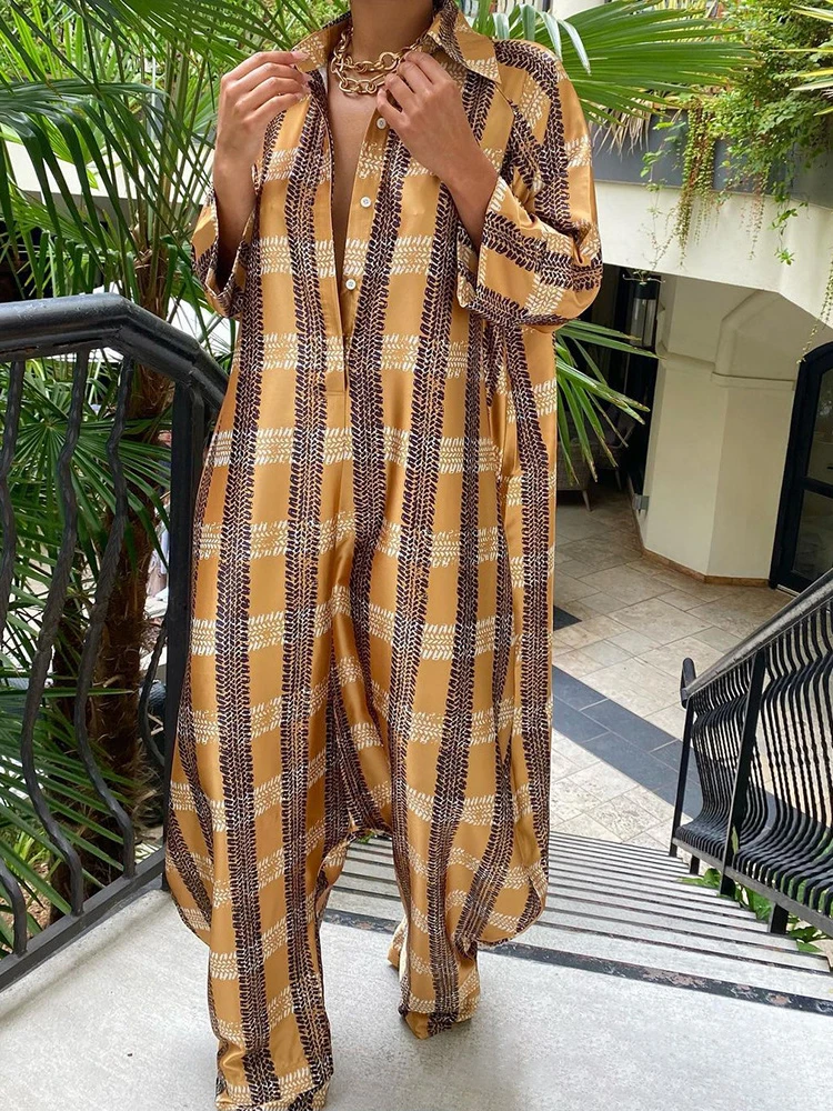 Print Colorblock Jumpsuits For Female Lapel Collar Long Sleeve High Waist Loose Women's Vintage Jumpsuits Fashion New
Print Colorblock Jumpsuits For Female Lapel Collar Long Sleeve High Waist Loose Women's Vintage Jumpsuits Fashion New