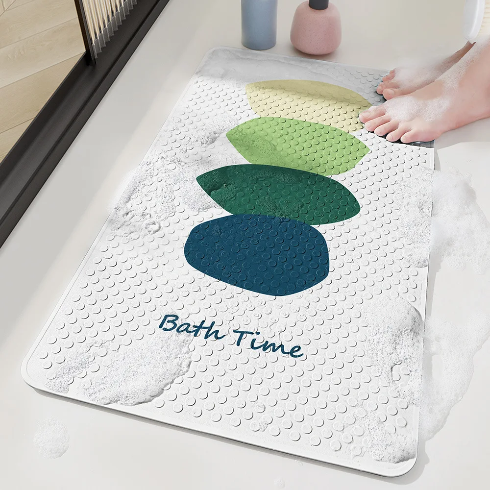 

Экологичный коврик для ванной из ПВХ с присосками, нескользящий коврик для душа с матовой текстурой и цветочным дизайном для ванной комнаты 40x70 см