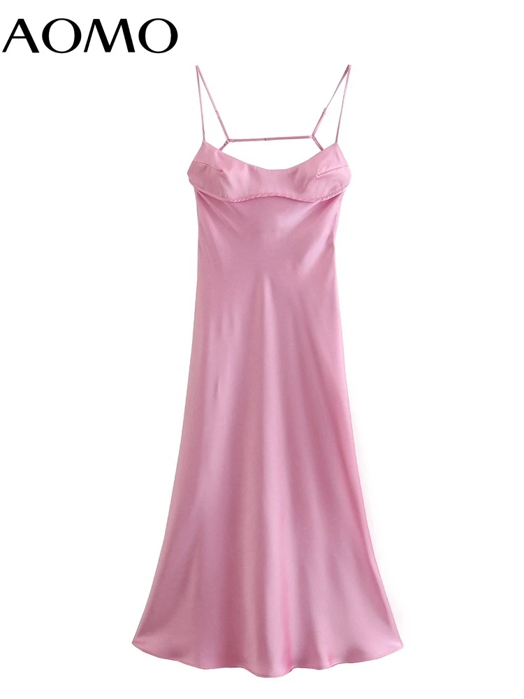 AOMO Women Pink Satin Dress Strap Adjust Sleeveless Backless 2022 Summer Fashion Lady Dresses JE75A
AOMO Women Pink Satin Dress Strap Adjust Sleeveless Backless 2022 Summer Fashion Lady Dresses JE75A