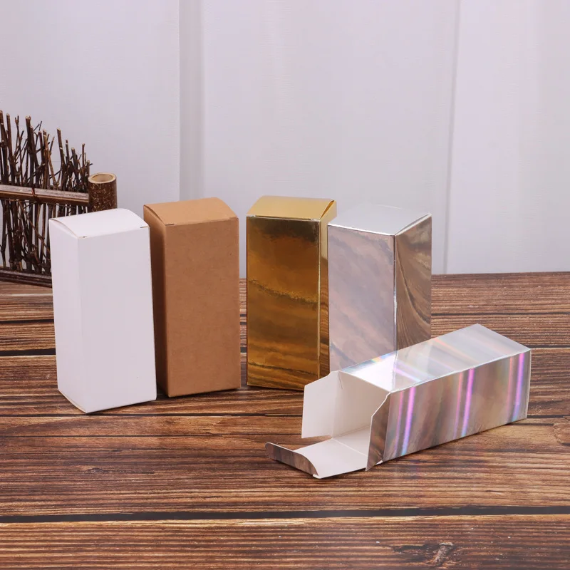 

50x Tube Perfume Packaging Box Kraft White Silver Gold Paper Cardboard Boxes For Business Lipstick Essential Oil Bottle Packing
