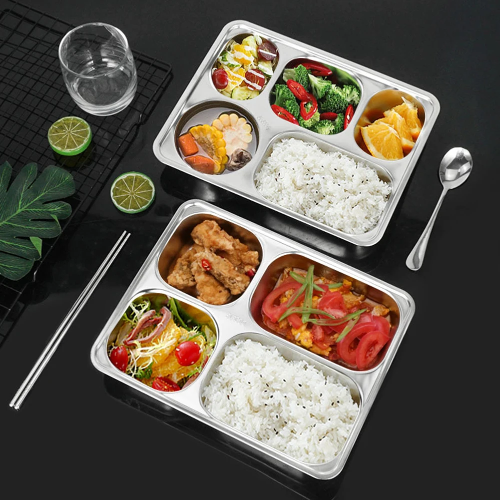 3/4/5 Cells Stainless Steel Divided Dinner Tray Lunch Container Food Plate For School Cantee Dinner Plate Kitchen Tableware
3/4/5 Cells Stainless Steel Divided Dinner Tray Lunch Container Food Plate For School Cantee Dinner Plate Kitchen Tableware