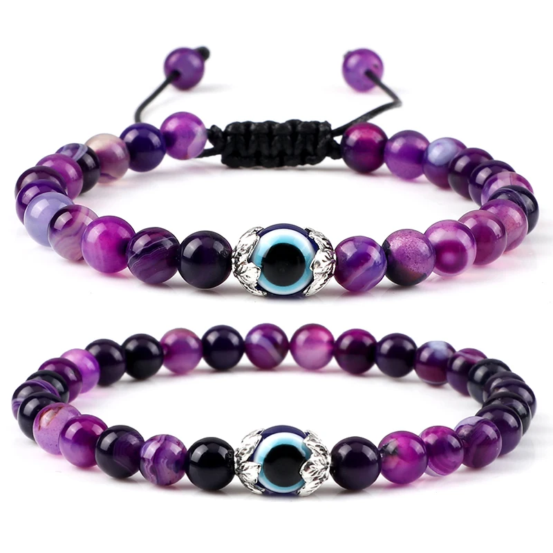 6mm Natural Agates Stone Bracelet Classic Evil Eye Green Purple Onyx Beads Bracelets for Women Men Charms Handmade Yoga Jewelry
6mm Natural Agates Stone Bracelet Classic Evil Eye Green Purple Onyx Beads Bracelets for Women Men Charms Handmade Yoga Jewelry