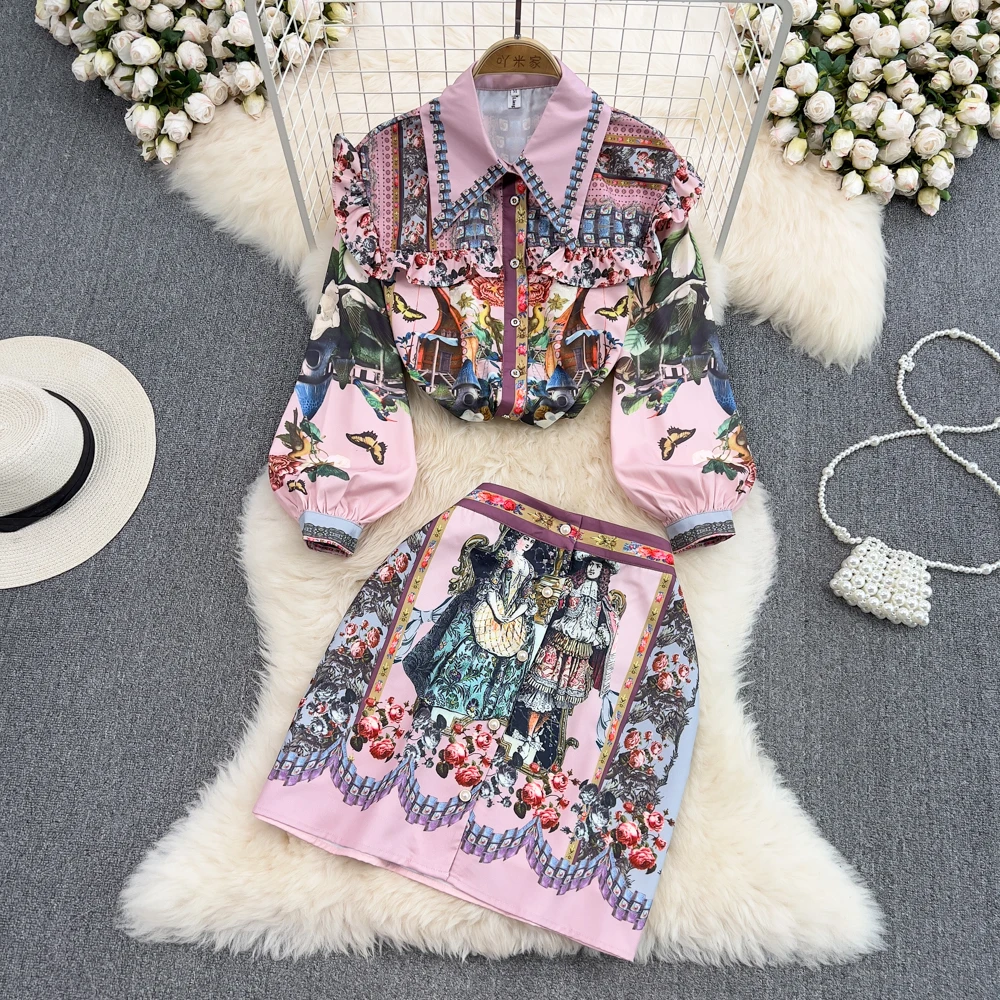 Fashion Suits High-end Light Luxury Lapel Ruffles Positioning Printing Long-sleeved Shirts Two-piece High-waisted Skirts
Fashion Suits High-end Light Luxury Lapel Ruffles Positioning Printing Long-sleeved Shirts Two-piece High-waisted Skirts