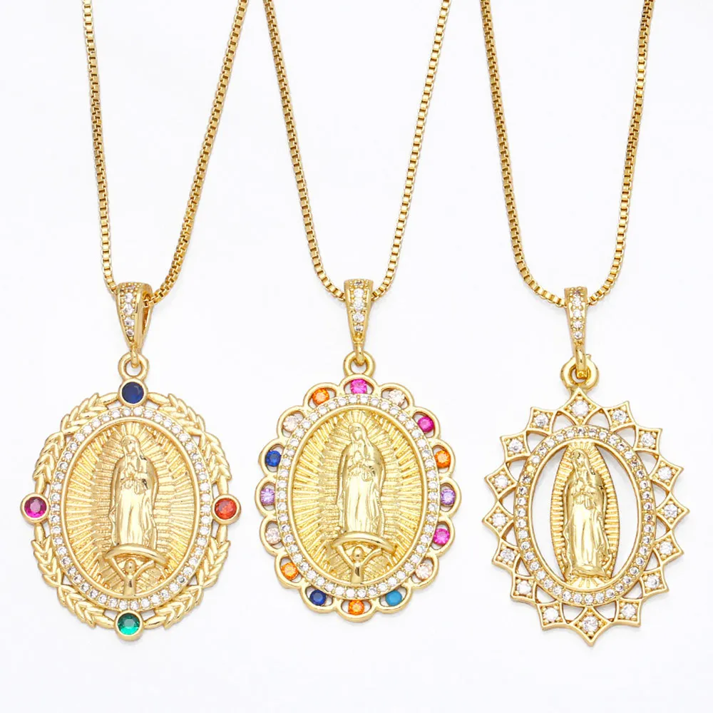 Hot Selling Colored Zircon Man Virgin Mary Pendant Necklace for Woman Party Jewelry
Hot Selling Colored Zircon Man Virgin Mary Pendant Necklace for Woman Party Jewelry