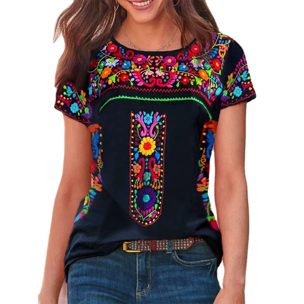 Boho Ethnic Style Casual T Shirt Top Women O-Neck Short Sleeve Loose Summer Oversized T-shirts Tees Clothes For Female
Boho Ethnic Style Casual T Shirt Top Women O-Neck Short Sleeve Loose Summer Oversized T-shirts Tees Clothes For Female