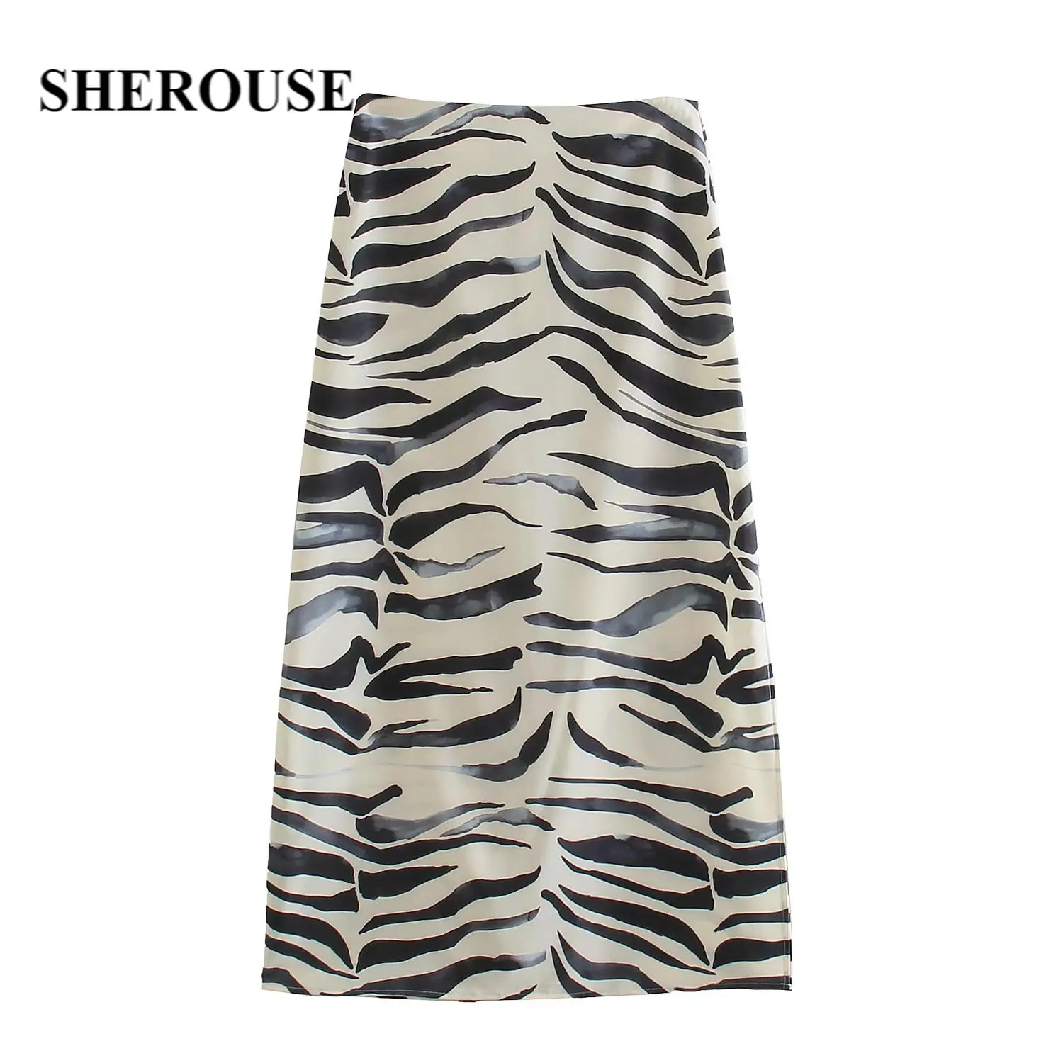 Женская винтажная Юбка-миди с разрезом сбоку и высокой талией Sherouse 
Женская винтажная Юбка-миди с разрезом сбоку и высокой талией Sherouse