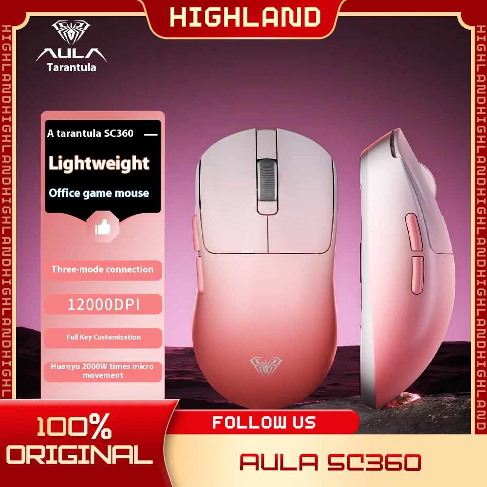 Мышь Aula SC360 Bluetooth Беспроводная игровая мышь PAW3311 E-Sport Легкая по индивидуальному