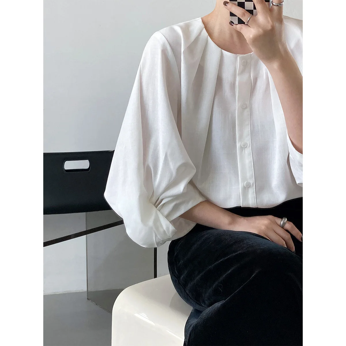 SuperAen Cotton and Linen Texture Lantern Sleeve Solid Shirts Women's Spring 2022 New Three Quarter Top
SuperAen Cotton and Linen Texture Lantern Sleeve Solid Shirts Women's Spring 2022 New Three Quarter Top