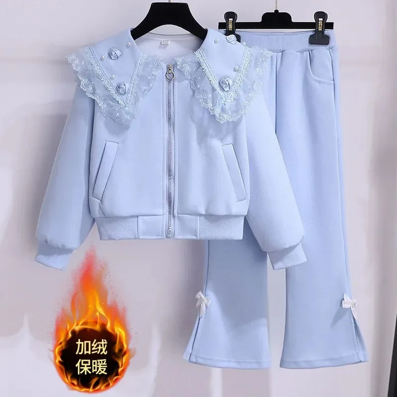 2023 Girls autumn winter Sweatshirt New Children Clothes Fashion narrow waist lace jacket tops + Split pants 2pcs teens Outfits
2023 Girls autumn winter Sweatshirt New Children Clothes Fashion narrow waist lace jacket tops + Split pants 2pcs teens Outfits