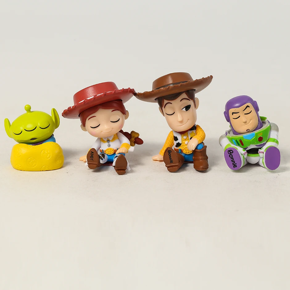 

Toy Story Sleeping Woody Buzz Lightyear Jessie Alien Figure Toys PVC Cute Dolls 4pcs/set 4cm