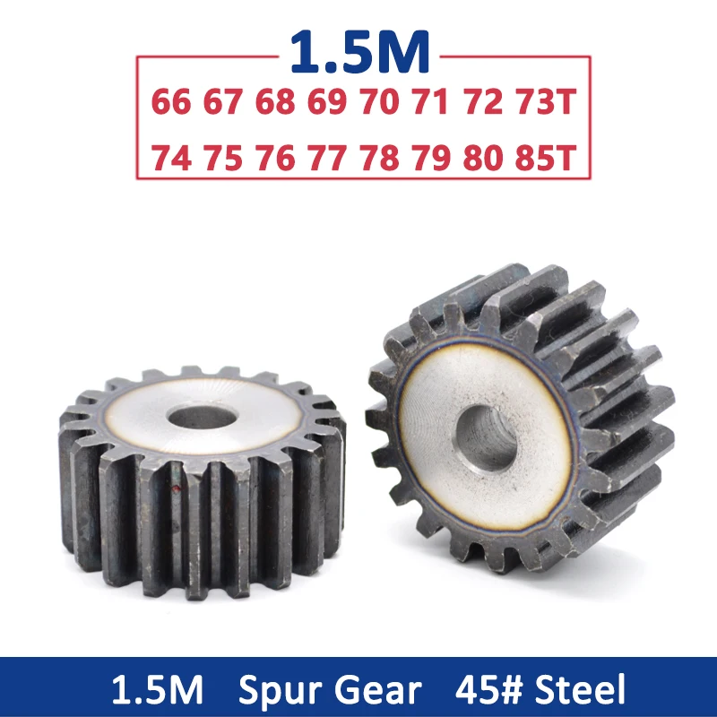 

1pc Spur Gear 1.5M 66T-78T Metal Transmission Gear 45# Steel 1.5 Modulus 66 67 68 69 70 71 72 73 74 75 76 77 78 79 80 85 Teeth