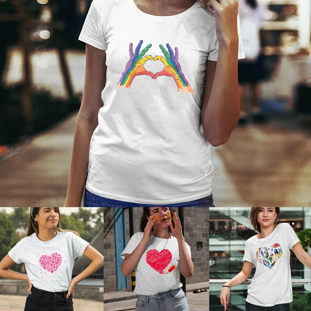 Women Clothing T-shirts Summer Harajuku Short Sleeve Fashion Love Print Girl Tshirt O-neck Top T Shirt Streetwear Tees 2023 Kpop 
Women Clothing T-shirts Summer Harajuku Short Sleeve Fashion Love Print Girl Tshirt O-neck Top T Shirt Streetwear Tees 2023 Kpop