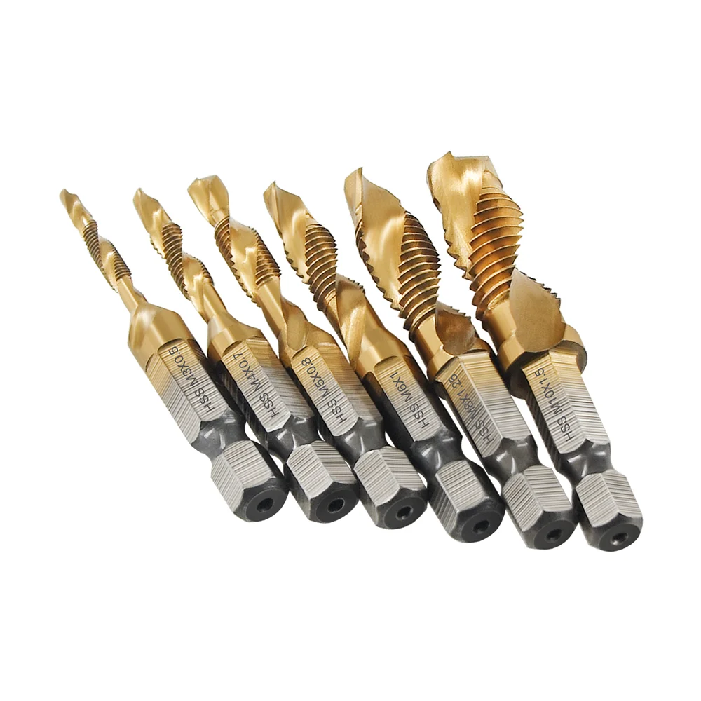 Tap Drill Bit Hex Shank Titanium Plated HSS Screw Thread Bit Screw Machine Compound Tap M3 M4 M5 M6 M8 M10 Hand Tools
Tap Drill Bit Hex Shank Titanium Plated HSS Screw Thread Bit Screw Machine Compound Tap M3 M4 M5 M6 M8 M10 Hand Tools