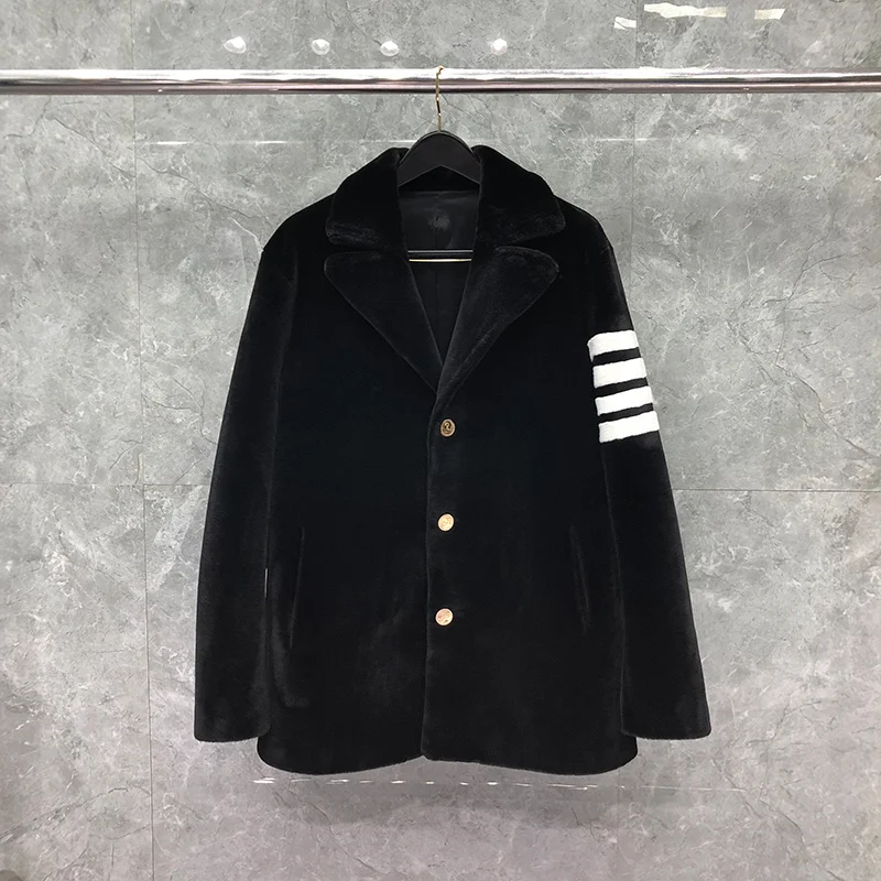 THOM Coat Winter Men's Jacket Brand Overcoats Black Dyed Shearing 4-Bar Unconstructed Single Breasted Button Peacoat
THOM Coat Winter Men's Jacket Brand Overcoats Black Dyed Shearing 4-Bar Unconstructed Single Breasted Button Peacoat