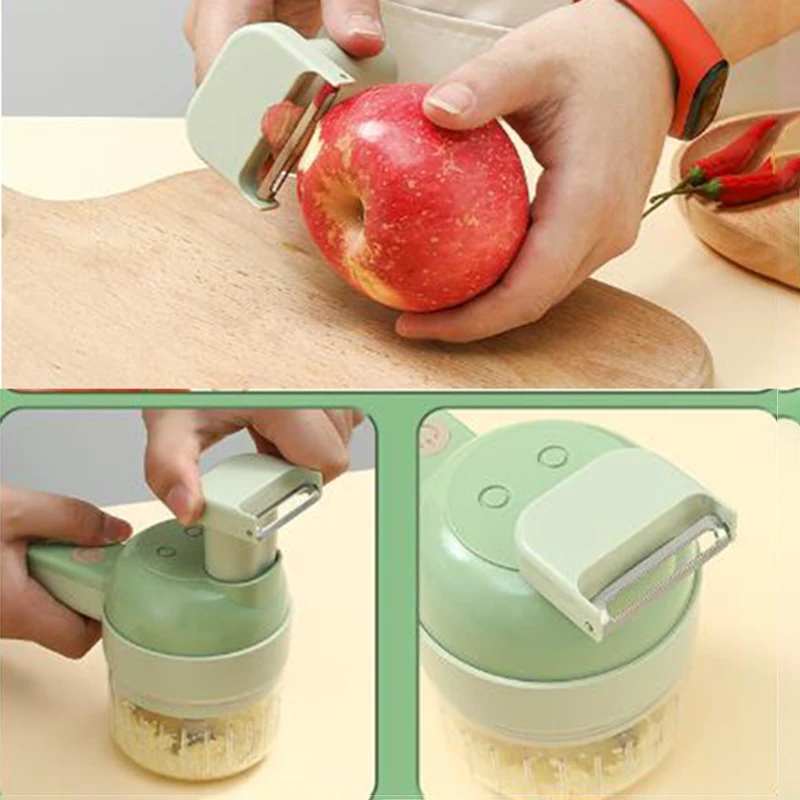 4 IN 1 Garlic Crusher Multifunction Food Chopper Slicer Electric Vegetable Cutter Masher Wireless Grinder Kitchen Accessories
4 IN 1 Garlic Crusher Multifunction Food Chopper Slicer Electric Vegetable Cutter Masher Wireless Grinder Kitchen Accessories