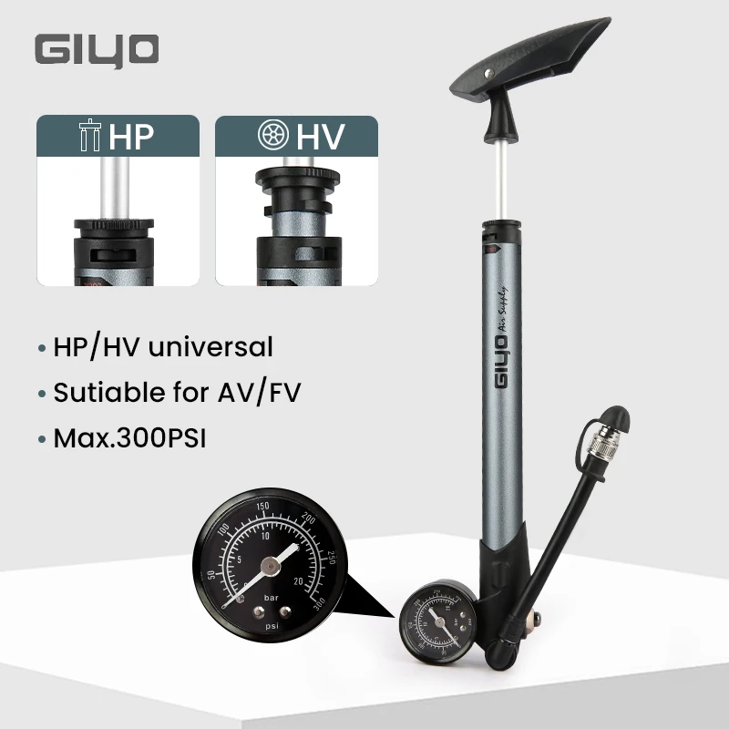 GIYO GS-41P 300psi Bike Pump For Fork Rear Suspension Shock Absorber AV/FV High Pressure MTB Bicycle Air Shock Pump With Gauge
GIYO GS-41P 300psi Bike Pump For Fork Rear Suspension Shock Absorber AV/FV High Pressure MTB Bicycle Air Shock Pump With Gauge