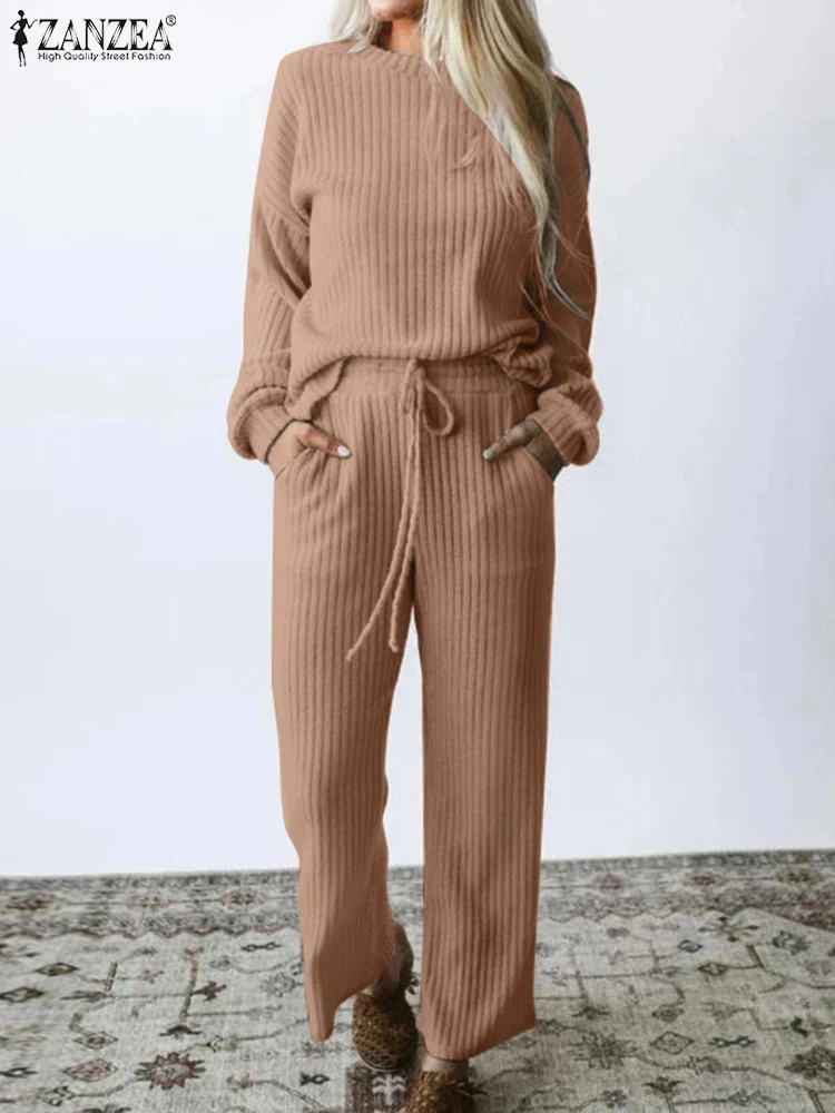 2PCS Women Pants Sets 2022 ZANZEA Fashion Long Sleeve Tracksuits Spring Solid OL Work Matching Sets Loose Casual Suits Outifits
2PCS Women Pants Sets 2022 ZANZEA Fashion Long Sleeve Tracksuits Spring Solid OL Work Matching Sets Loose Casual Suits Outifits