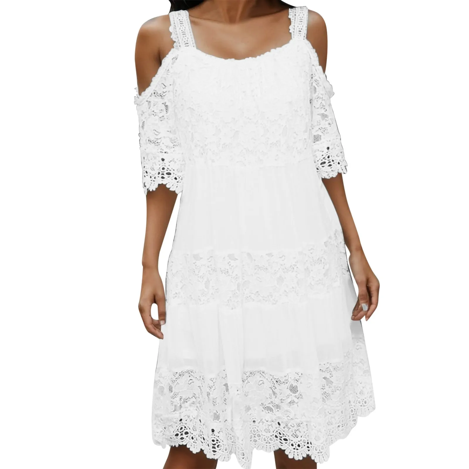 Women's Casual Dress Smooth Lace Dress Strap Lace Cut Out Midi Dress Outdoor Daily Fashionable Modern Floral Dress for Women
Women's Casual Dress Smooth Lace Dress Strap Lace Cut Out Midi Dress Outdoor Daily Fashionable Modern Floral Dress for Women