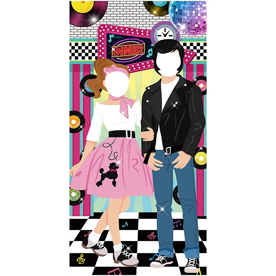 40s 50s Rocking Dance Disco Theme Birthday Party Backdrop Door Banner Photo Booth Background Decoration Funny Face in Hole Game
40s 50s Rocking Dance Disco Theme Birthday Party Backdrop Door Banner Photo Booth Background Decoration Funny Face in Hole Game