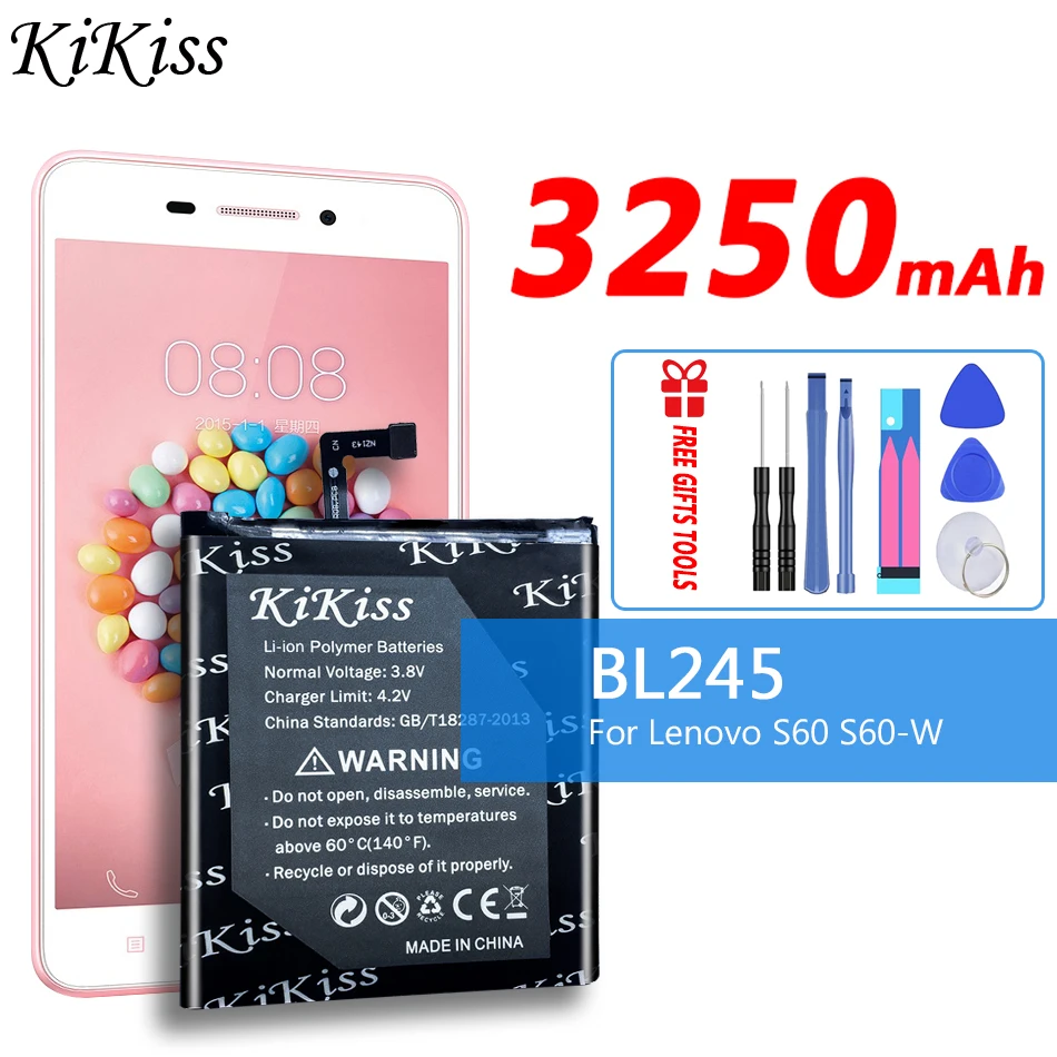 Аккумулятор большой мощности 3250 мАч для Lenovo S60 S60T S60W мобильный телефон Bateria BL245 большой емкости + Бесплатные инструменты
Аккумулятор большой мощности 3250 мАч для Lenovo S60 S60T S60W мобильный телефон Bateria BL245 большой емкости + Бесплатные инструменты