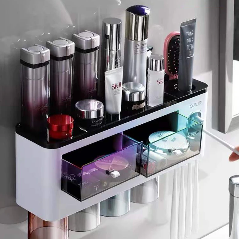 Multifunctional Toothbrush Holder Wall-Mounted Magnetic Cup Automatic Toothpaste Dispenser Storage Rack Household Accessory Kit
Multifunctional Toothbrush Holder Wall-Mounted Magnetic Cup Automatic Toothpaste Dispenser Storage Rack Household Accessory Kit