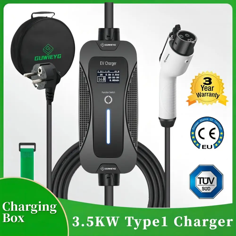 GUWIEYG Portable EV Charger Type1 8/10/13/16A EVSE Charging Cable EU Plug Controller Wallbox for Electric Car Type1 EV Charger
GUWIEYG Portable EV Charger Type1 8/10/13/16A EVSE Charging Cable EU Plug Controller Wallbox for Electric Car Type1 EV Charger