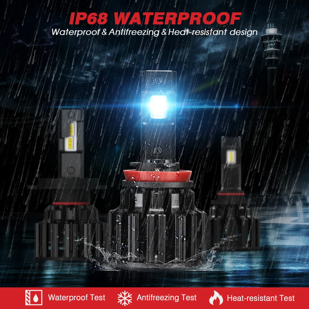 2x LED Headlight Bulbs Novsight F06 100W 20000LM 6000K 150M Effective Distance Super Bright Car Light Automotive Grade LED Chips
2x LED Headlight Bulbs Novsight F06 100W 20000LM 6000K 150M Effective Distance Super Bright Car Light Automotive Grade LED Chips