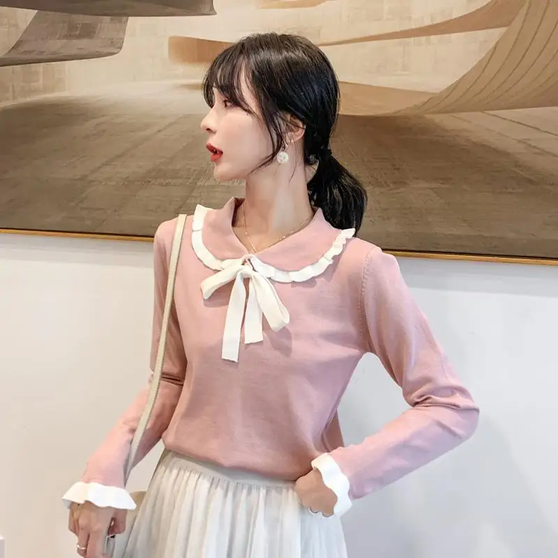 Women's Sweater Knitted Pullovers Female Peter Pan Collar Slim Fit Bottoming Shirt Ladies Solid Soft Knitwear Basic Sweater G565
Women's Sweater Knitted Pullovers Female Peter Pan Collar Slim Fit Bottoming Shirt Ladies Solid Soft Knitwear Basic Sweater G565