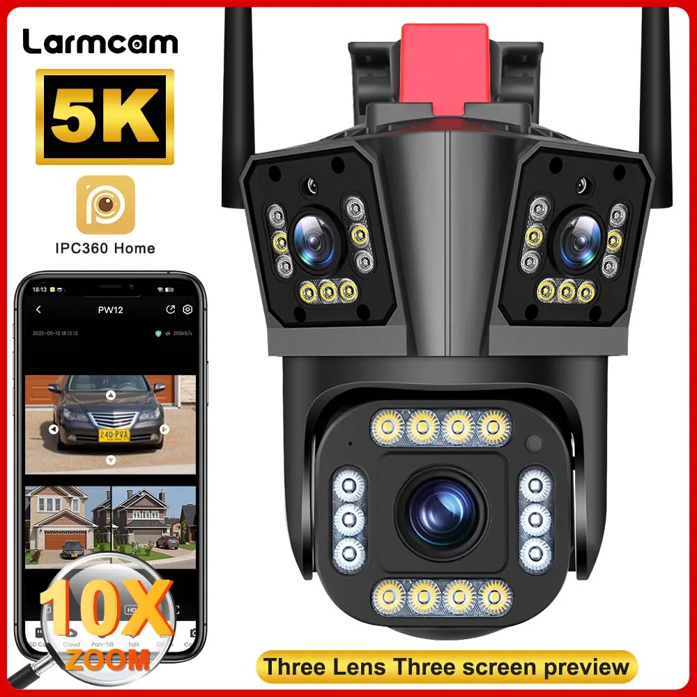 WiFi Camera Outdoor 5K 12MP HD PTZ Surveillance Camera Three Lens 10X Zoom CCTV Security Protection Cam Waterproof Street Dome
WiFi Camera Outdoor 5K 12MP HD PTZ Surveillance Camera Three Lens 10X Zoom CCTV Security Protection Cam Waterproof Street Dome