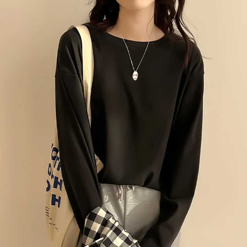 T Shirts Women 2022 Spring Autumn Fashion Long Sleeve Black Basic Tops Female O Neck Loose All-Match Casual T-Shirt Tees Femme
T Shirts Women 2022 Spring Autumn Fashion Long Sleeve Black Basic Tops Female O Neck Loose All-Match Casual T-Shirt Tees Femme