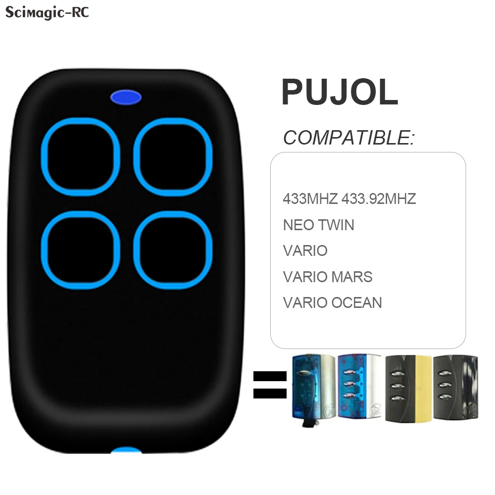 

Clone PUJOL 433.92mhz Controllers Garage Remote Control Transmitter PUJOL Gate Door Opener Command Rolling Code 433mhz Key Fob
