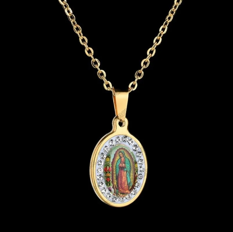 Korea Classic Carved Virgin Mary Pendant Fashion Amulet Necklace Inlaid with Rounded Zircon Necklace Jewelry Collares Para Mujer
Korea Classic Carved Virgin Mary Pendant Fashion Amulet Necklace Inlaid with Rounded Zircon Necklace Jewelry Collares Para Mujer