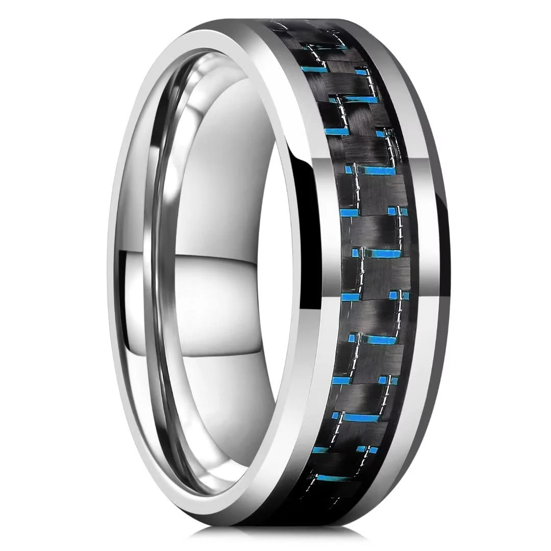 Fashion Silver Color Men Titanium Stainless Steel Rings Inlaid Black Blue Carbon Fiber Rings For Men Women Wedding Band Jewelry
Fashion Silver Color Men Titanium Stainless Steel Rings Inlaid Black Blue Carbon Fiber Rings For Men Women Wedding Band Jewelry