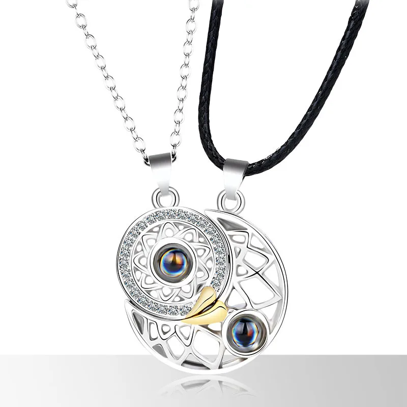 100 Languages Magnet Necklace Projection Stone Sun and Moon Lovers Necklace Wholesale Magnet Pendant Accessories A Pair
100 Languages Magnet Necklace Projection Stone Sun and Moon Lovers Necklace Wholesale Magnet Pendant Accessories A Pair