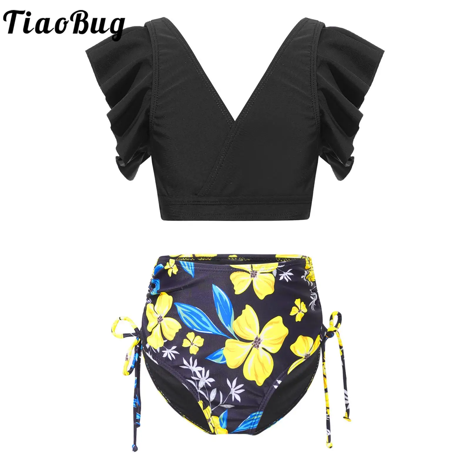 Summer New 2Pcs Kids Girls Tankini V Neck Short Ruffle Sleeve Floral Print Top with Briefs Female Swimsuit Swimwear Water Park
Summer New 2Pcs Kids Girls Tankini V Neck Short Ruffle Sleeve Floral Print Top with Briefs Female Swimsuit Swimwear Water Park