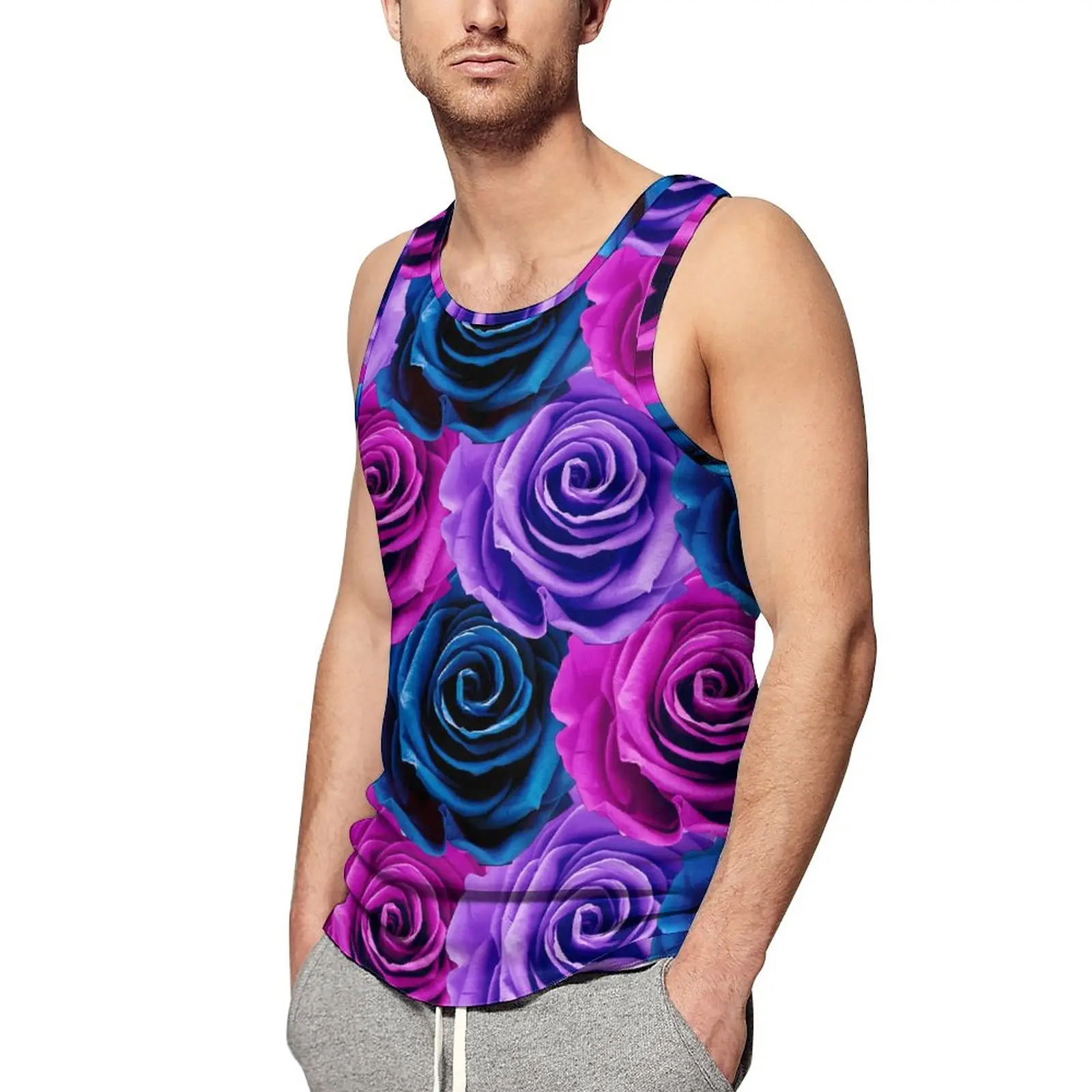 Pink And Blue Rose Tank Top Males Flower Print Workout Oversized Tops Daily Trendy Design Sleeveless Vests
Pink And Blue Rose Tank Top Males Flower Print Workout Oversized Tops Daily Trendy Design Sleeveless Vests