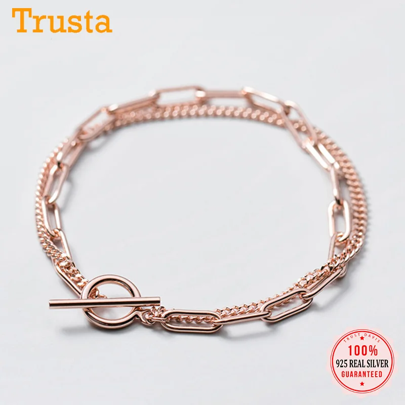 TrustDavis Genuine 925 Sterling Silver Fashion geometric Double Layer Chain Bracelet For Women Wedding Fine S925 Jewelry DA1972
TrustDavis Genuine 925 Sterling Silver Fashion geometric Double Layer Chain Bracelet For Women Wedding Fine S925 Jewelry DA1972