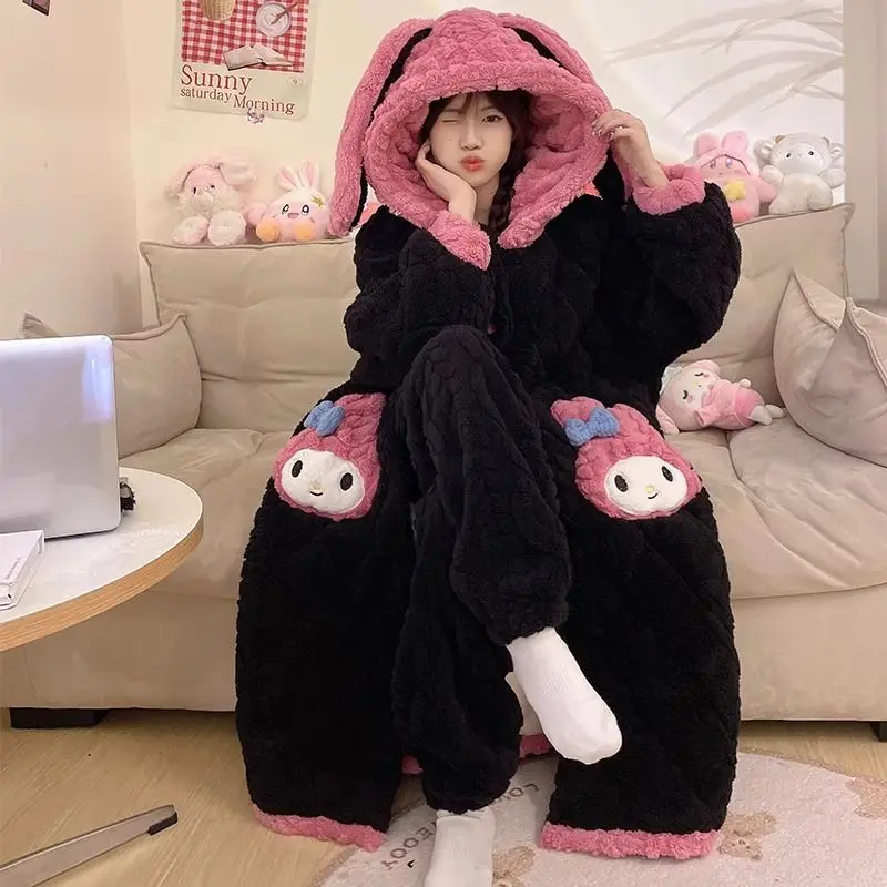 Kawaii Sanrioed My Melody Coral Velvet Autumn Winter Thick Warm Pajamas Anime Girl Heart Hooded Button Cardigan Nightgown Set
Kawaii Sanrioed My Melody Coral Velvet Autumn Winter Thick Warm Pajamas Anime Girl Heart Hooded Button Cardigan Nightgown Set