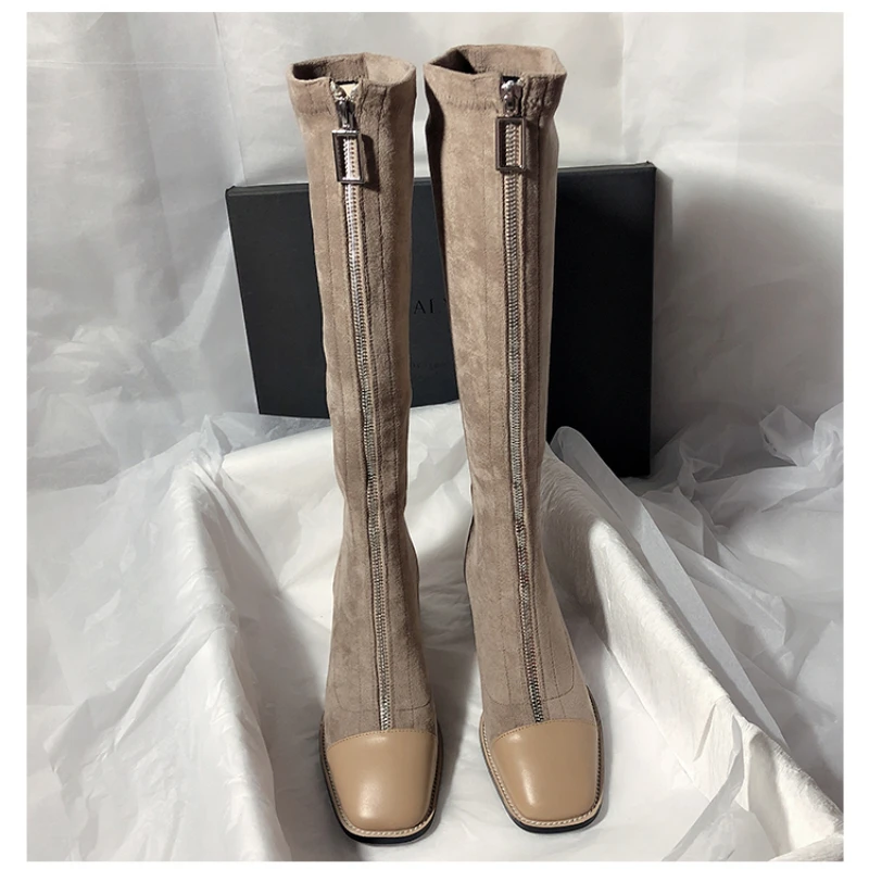 Retro But Knee-length Boots Women High-heeled Elastic Thin Skinny Matching Knight High Tube All-match Square Head Women Boots
Retro But Knee-length Boots Women High-heeled Elastic Thin Skinny Matching Knight High Tube All-match Square Head Women Boots