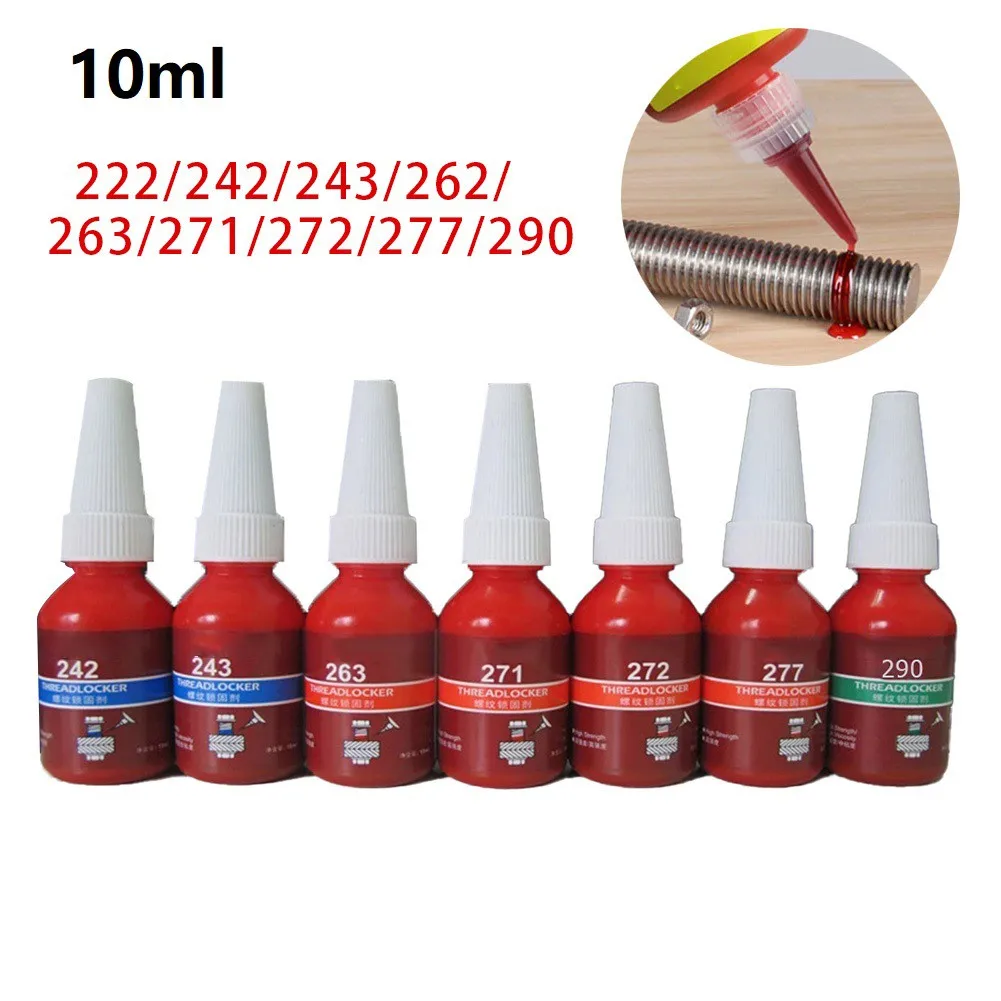 10ml Threadlocker 222/242/243/262/263/271/277/290 Anaerobic Adhesive Thread Lock Compound For Sealing M6 M20 Threads
10ml Threadlocker 222/242/243/262/263/271/277/290 Anaerobic Adhesive Thread Lock Compound For Sealing M6 M20 Threads